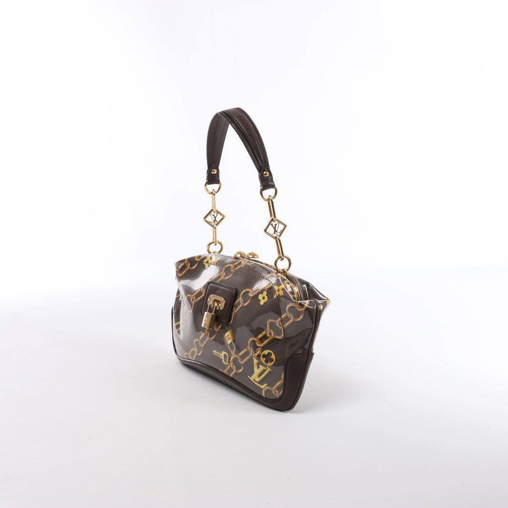 Louis Vuitton Fermoir Monogram Charm Vinyl x Leather Shoulder Bag in Brown M95155