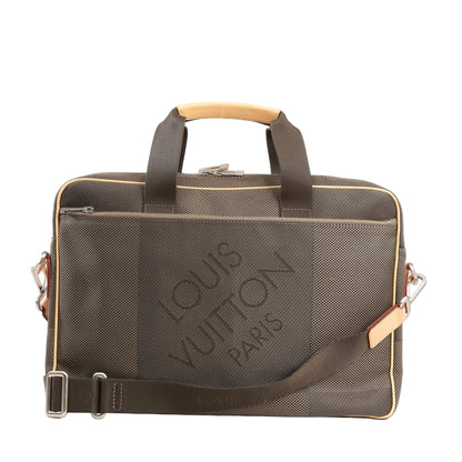 Louis Vuitton Associe GM 2Way handbag in Khaki Damier Geant canvas featuring top handles, adjustable shoulder strap, beige leather accents, and large embossed “LOUIS VUITTON PARIS” branding on the front.