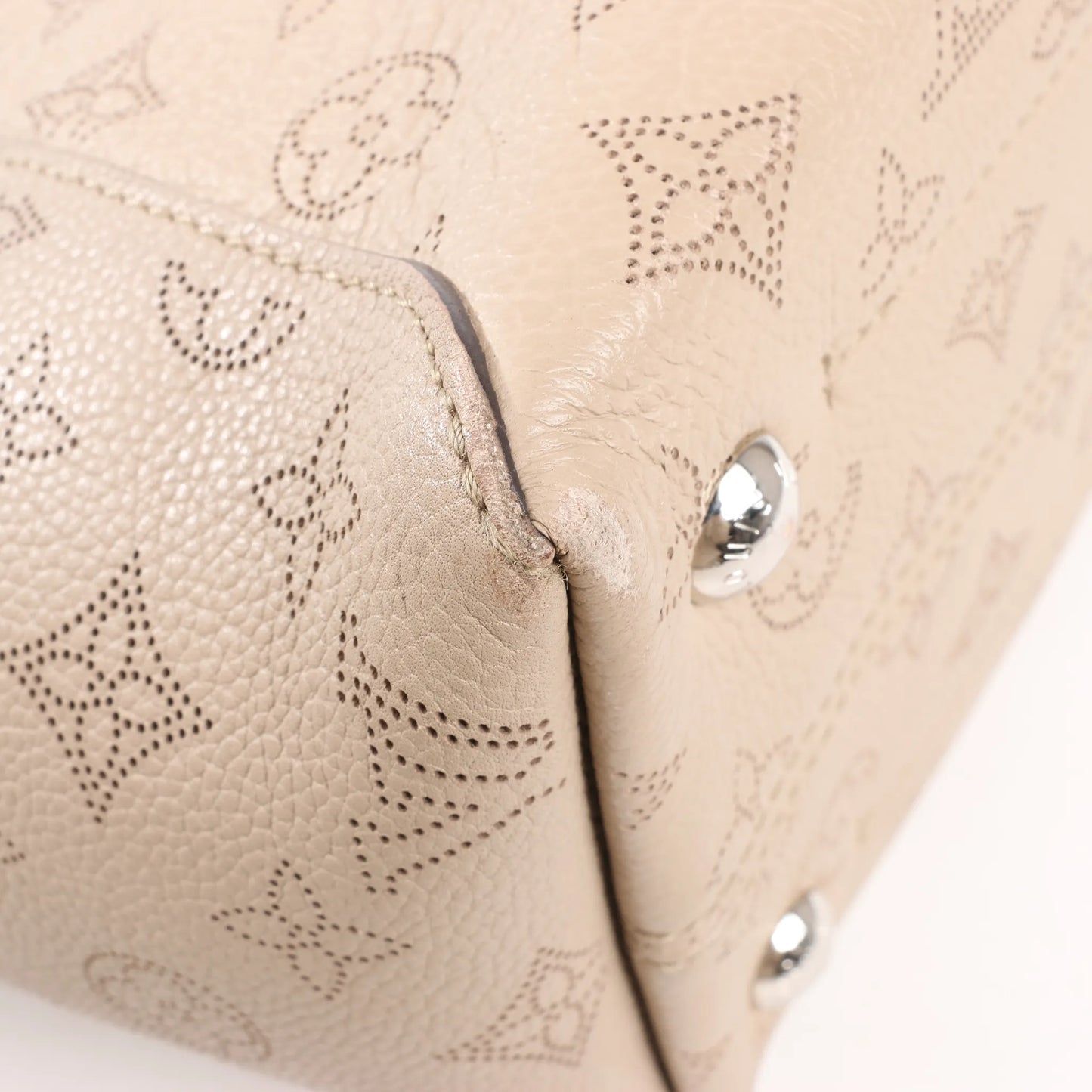 Louis Vuitton Hina Monogram Mahina Leather Shoulder Bag in Beige M54351