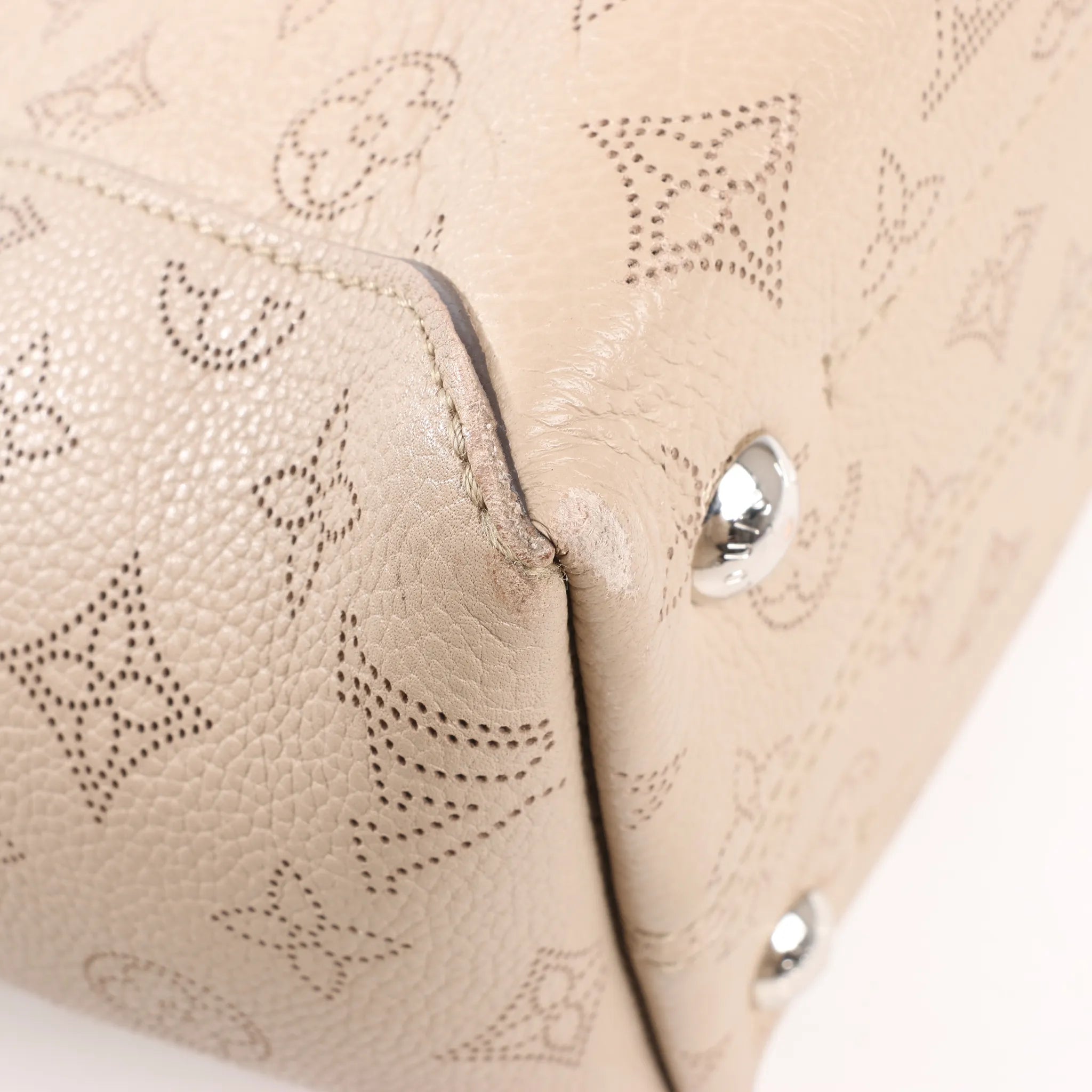Louis Vuitton Hina Monogram Mahina Leather Shoulder Bag in Beige M54351