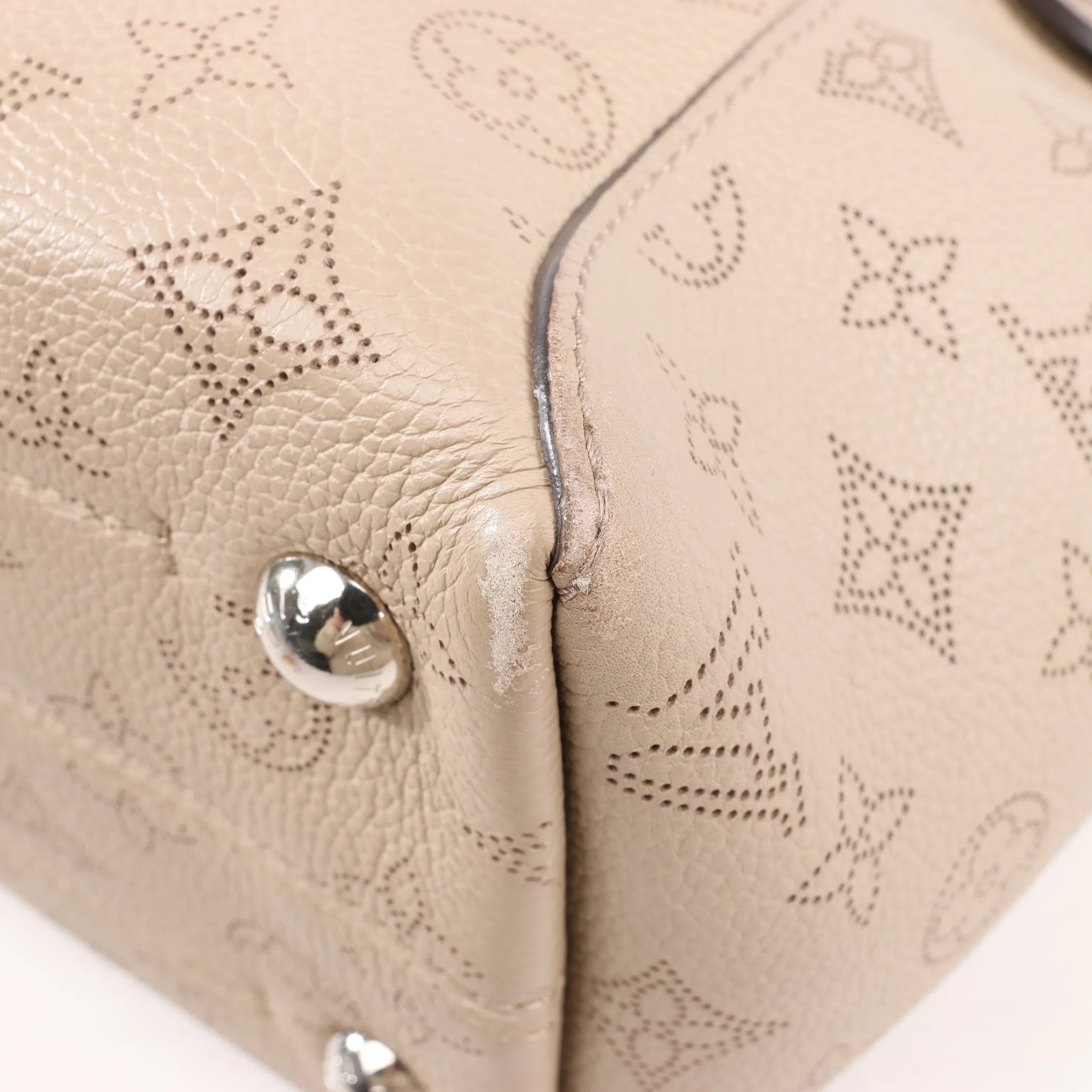 Louis Vuitton Hina Monogram Mahina Leather Shoulder Bag in Beige M54351