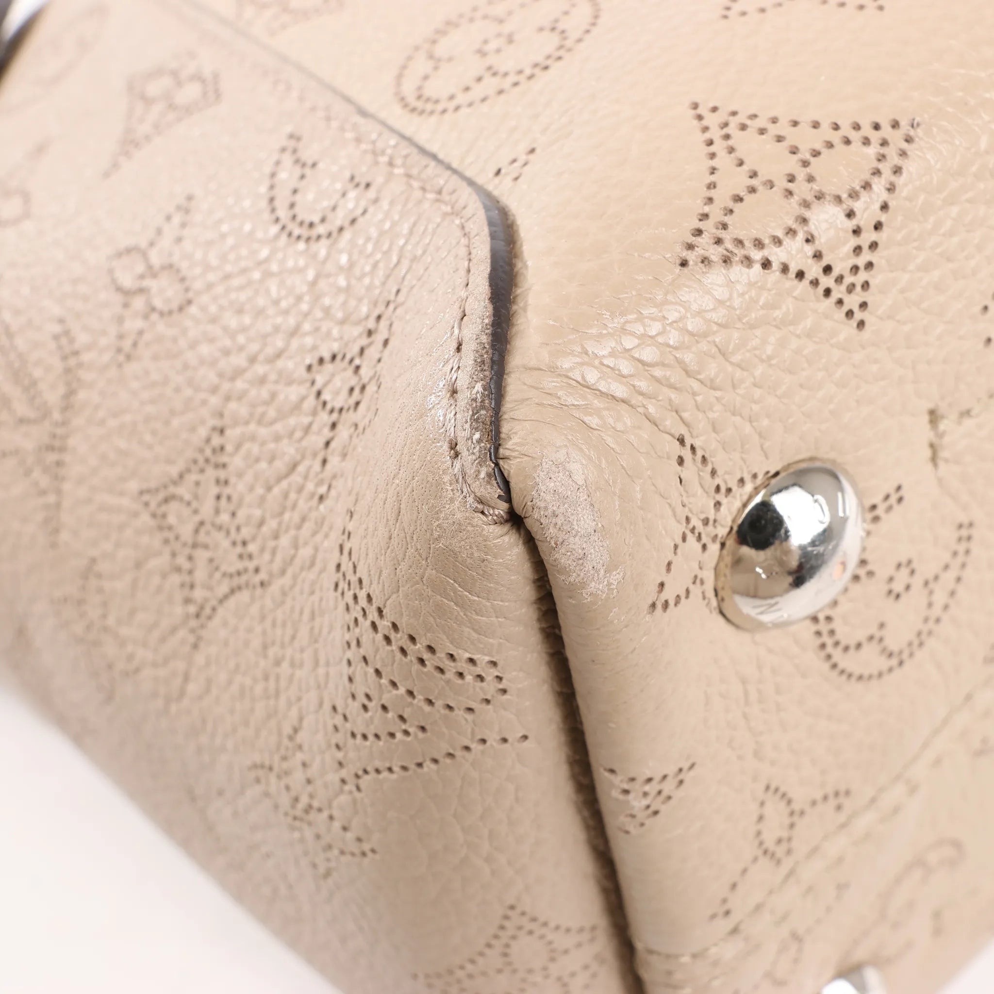 Louis Vuitton Hina Monogram Mahina Leather Shoulder Bag in Beige M54351