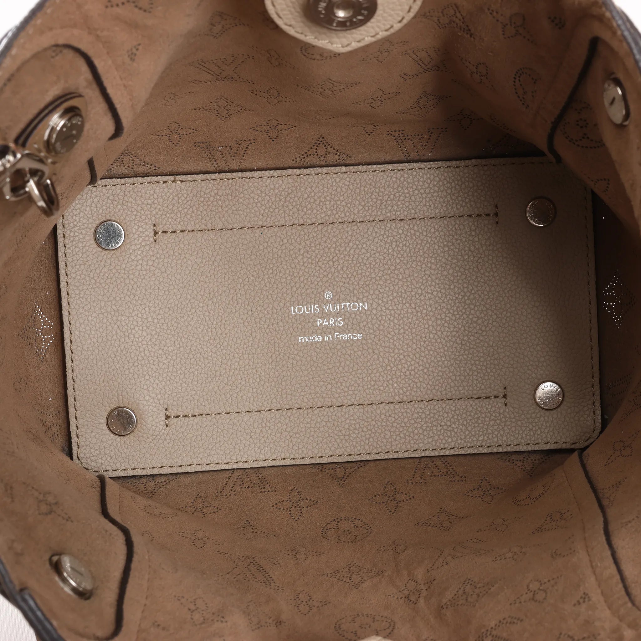 Louis Vuitton Hina Monogram Mahina Leather Shoulder Bag in Beige M54351