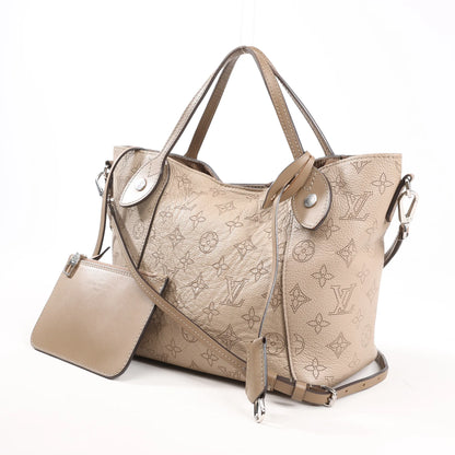 Louis Vuitton Hina Monogram Mahina Leather Shoulder Bag in Beige M54351