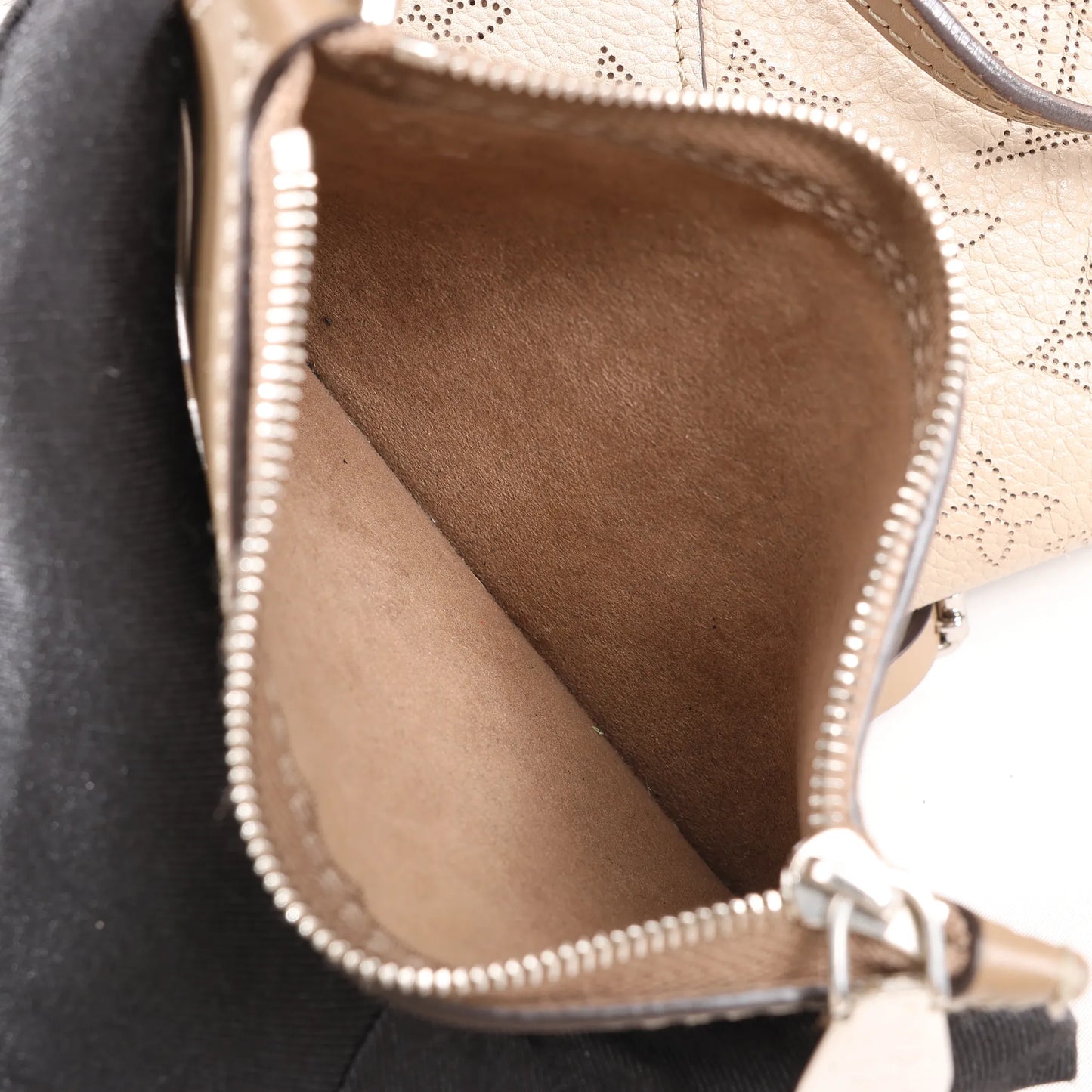 Louis Vuitton Hina Monogram Mahina Leather Shoulder Bag in Beige M54351