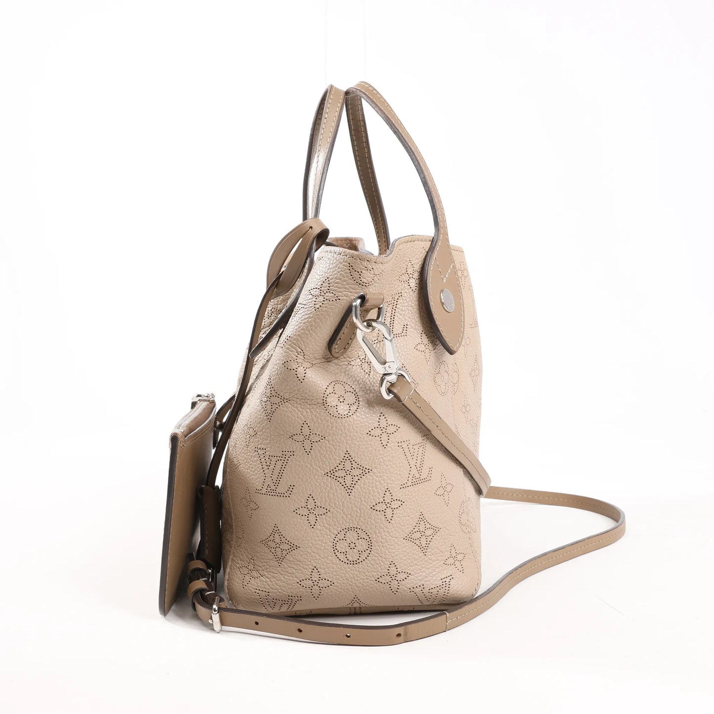 Louis Vuitton Hina Monogram Mahina Leather Shoulder Bag in Beige M54351