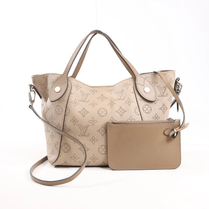 Louis Vuitton Hina Monogram Mahina Leather Shoulder Bag in Beige M54351