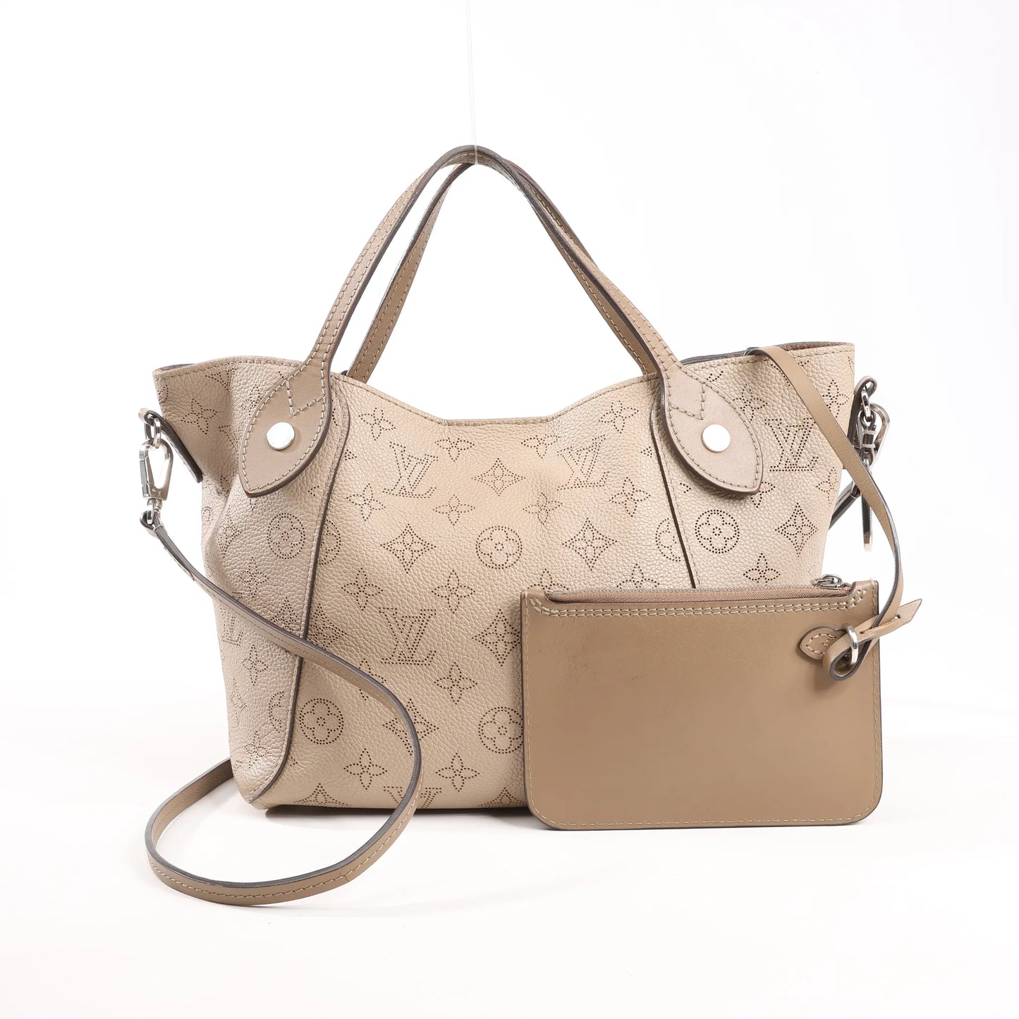 Louis Vuitton Hina Monogram Mahina Leather Shoulder Bag in Beige M54351