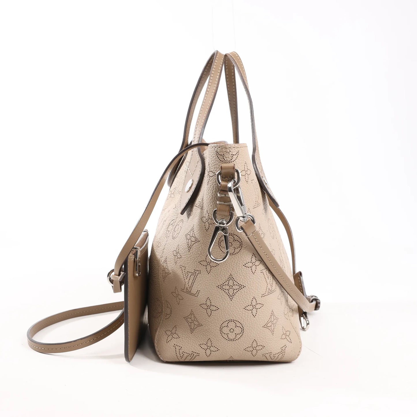 Louis Vuitton Hina Monogram Mahina Leather Shoulder Bag in Beige M54351
