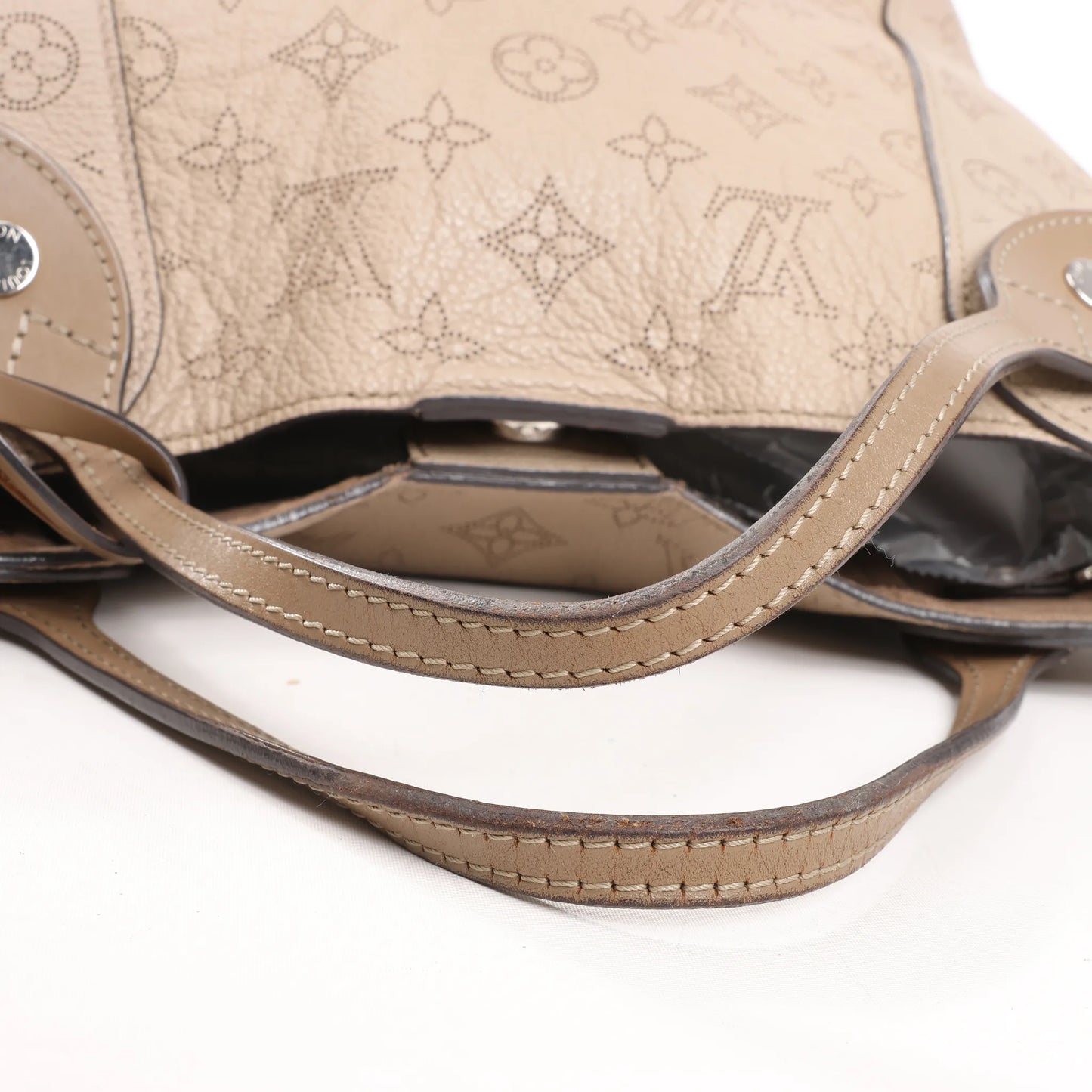 Louis Vuitton Hina Monogram Mahina Leather Shoulder Bag in Beige M54351