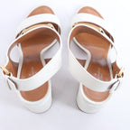 Louis Vuitton Horizon Leather Sandals in White MA1109, Size EU 38.5