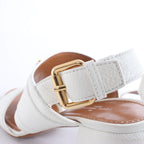 Louis Vuitton Horizon Leather Sandals in White MA1109, Size EU 38.5