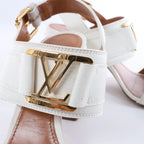 Louis Vuitton Horizon Leather Sandals in White MA1109, Size EU 38.5