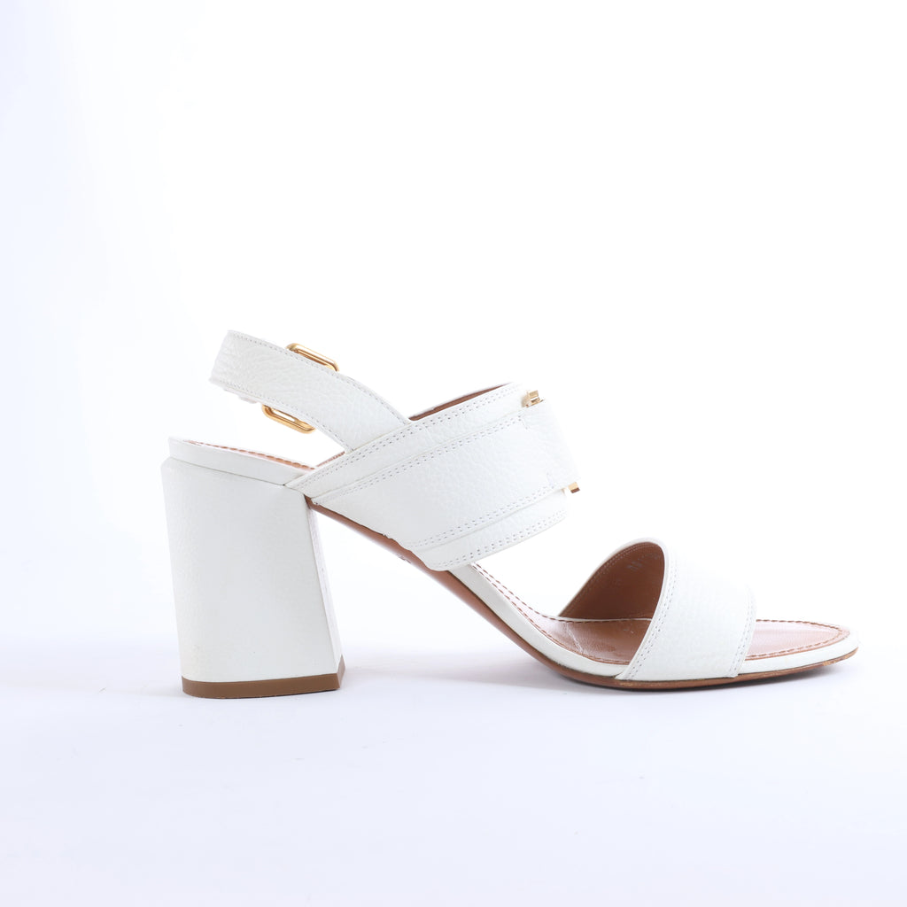 Louis Vuitton Horizon Leather Sandals in White MA1109, Size EU 38.5