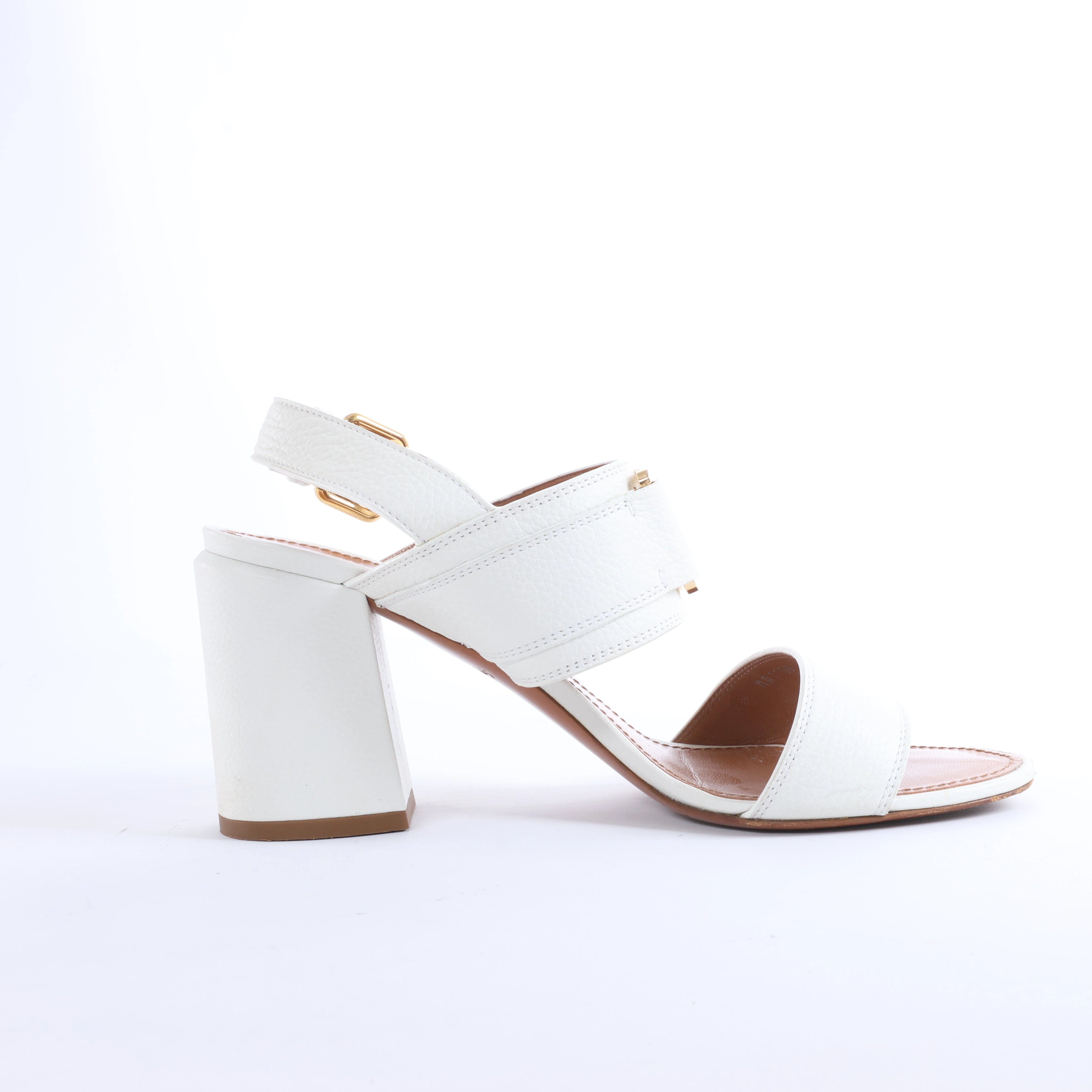 Louis Vuitton Horizon Leather Sandals in White MA1109, Size EU 38.5