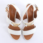 Louis Vuitton Horizon Leather Sandals in White MA1109, Size EU 38.5