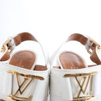 Louis Vuitton Horizon Leather Sandals in White MA1109, Size EU 38.5