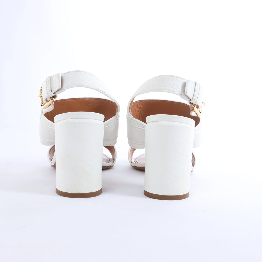 Louis Vuitton Horizon Leather Sandals in White MA1109, Size EU 38.5