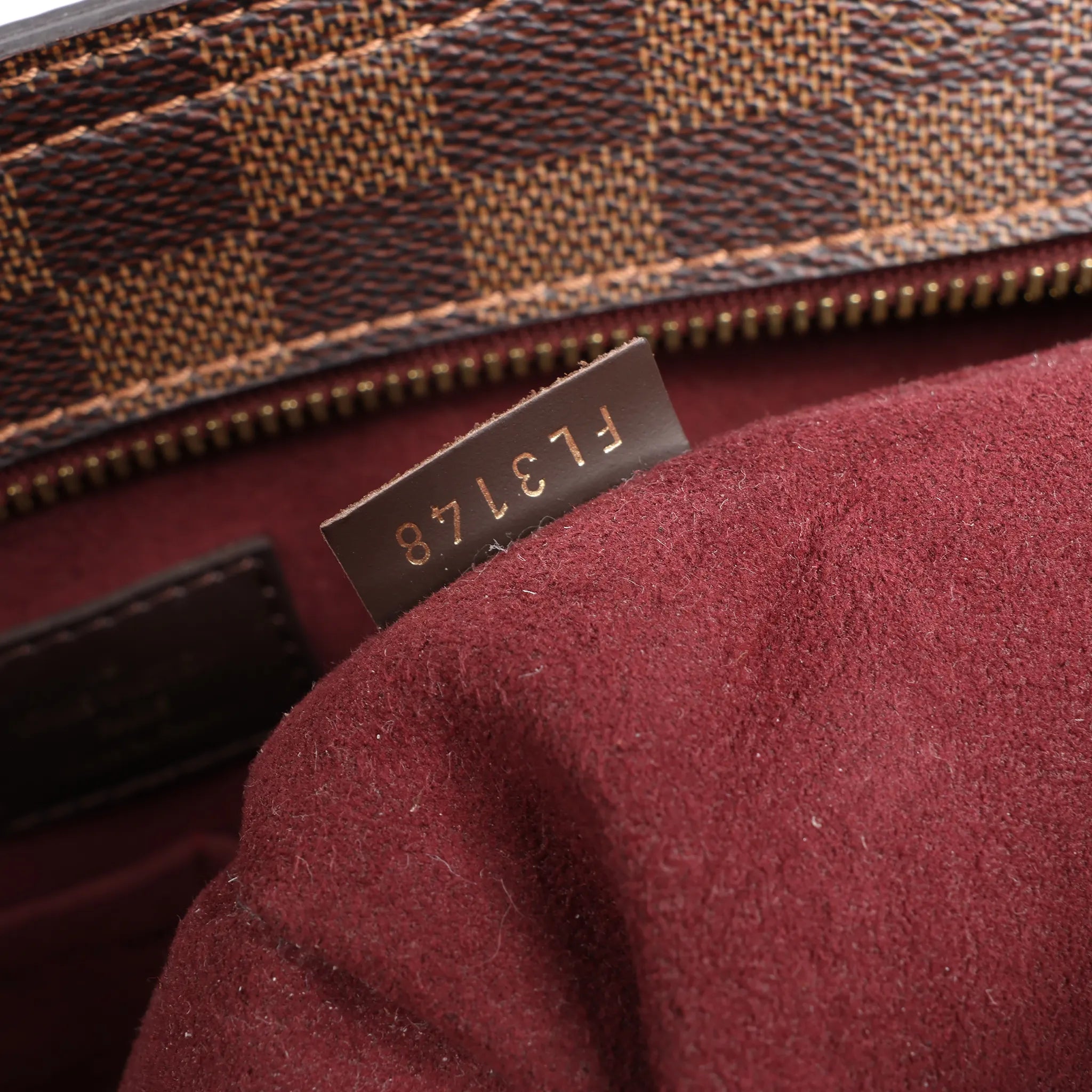 Louis Vuitton Jersey Damier x Leather 2Way Shoulder Bag in Brown x Burgundy N44021
