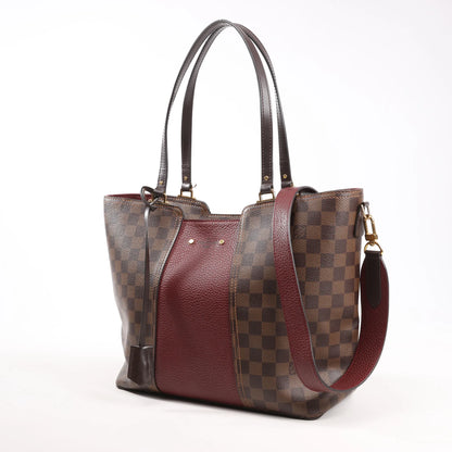 Louis Vuitton Jersey Damier x Leather 2Way Shoulder Bag in Brown x Burgundy N44021