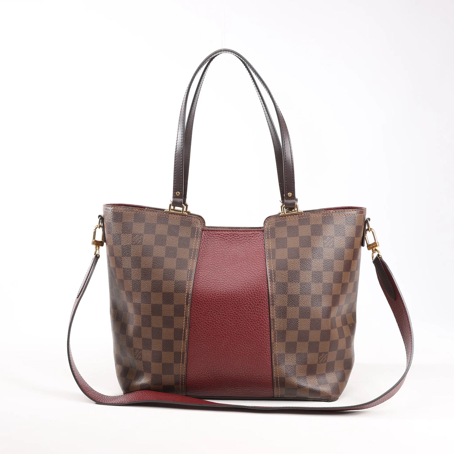 Louis Vuitton Jersey Damier x Leather 2Way Shoulder Bag in Brown x Burgundy N44021