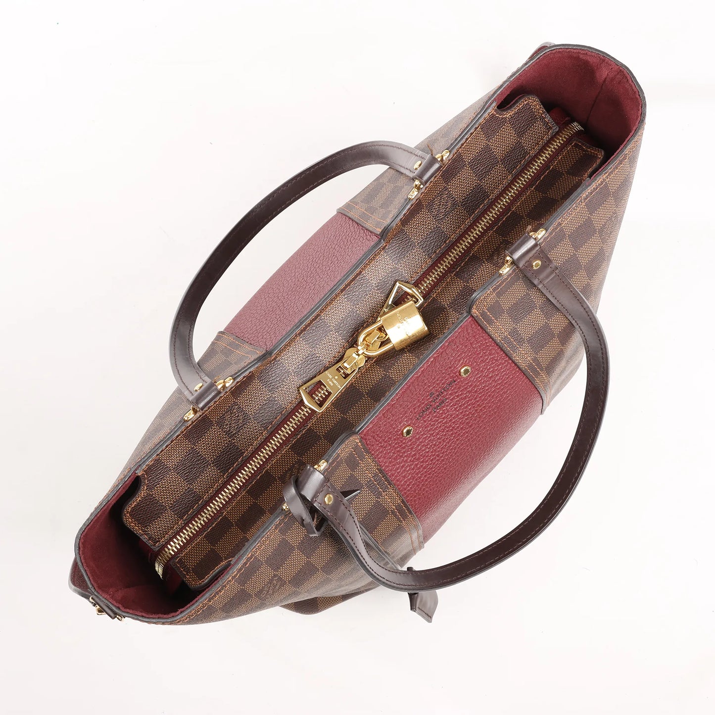 Louis Vuitton Jersey Damier x Leather 2Way Shoulder Bag in Brown x Burgundy N44021