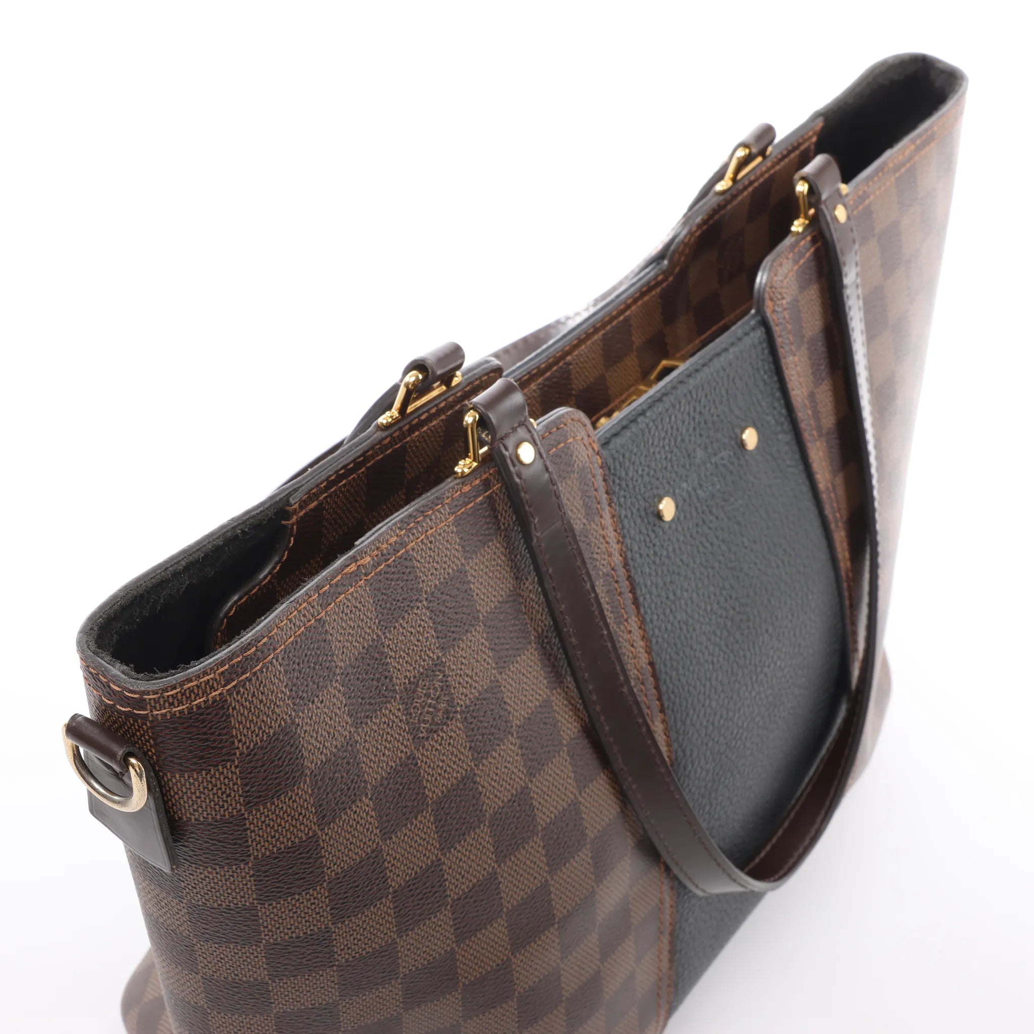Louis Vuitton Jersey MM Damier x Leather 2Way Shoulder Bag in Brown x Black N44023