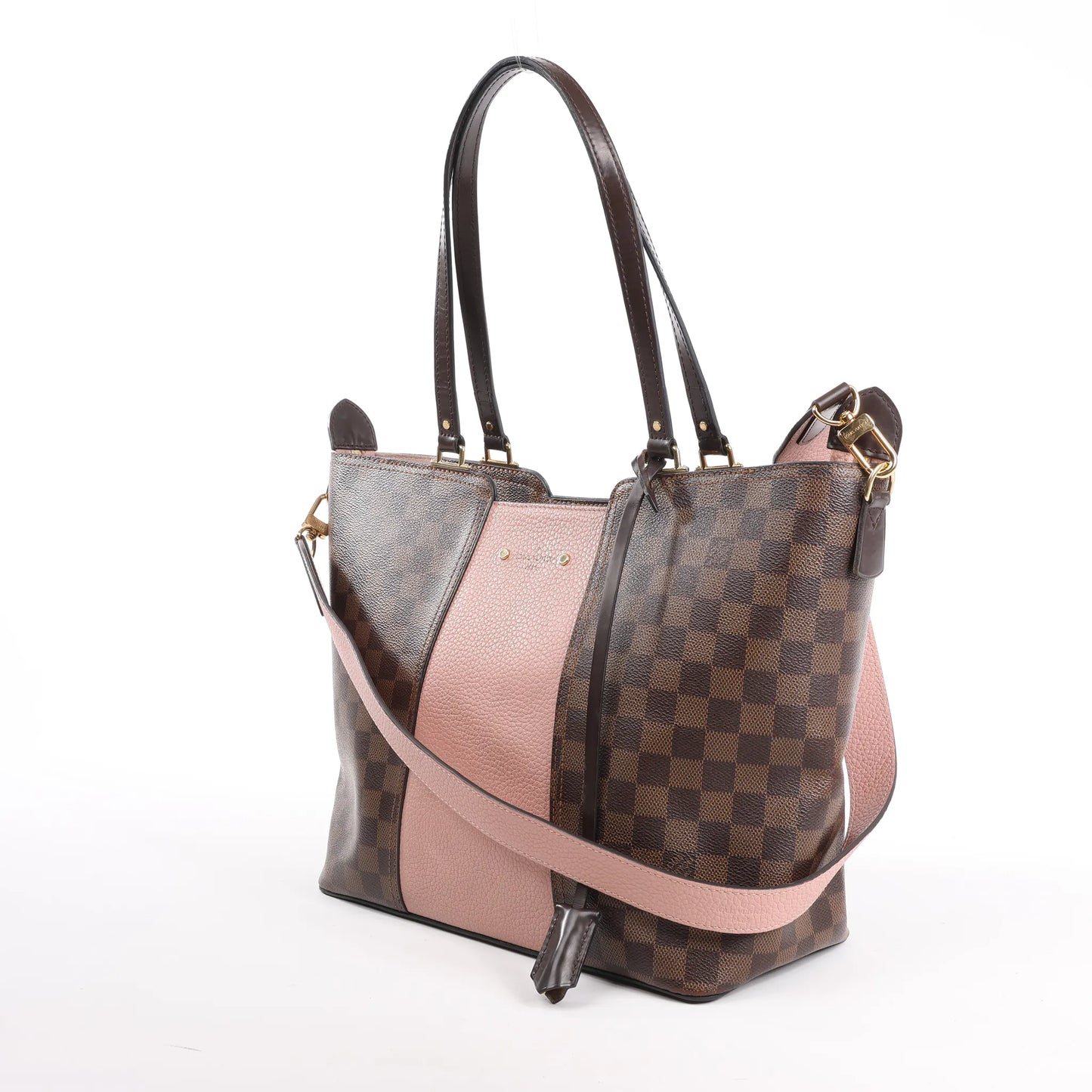 Louis Vuitton Jersey Damier x Leather 2Way Shoulder Bag in Brown x Pink N44041
