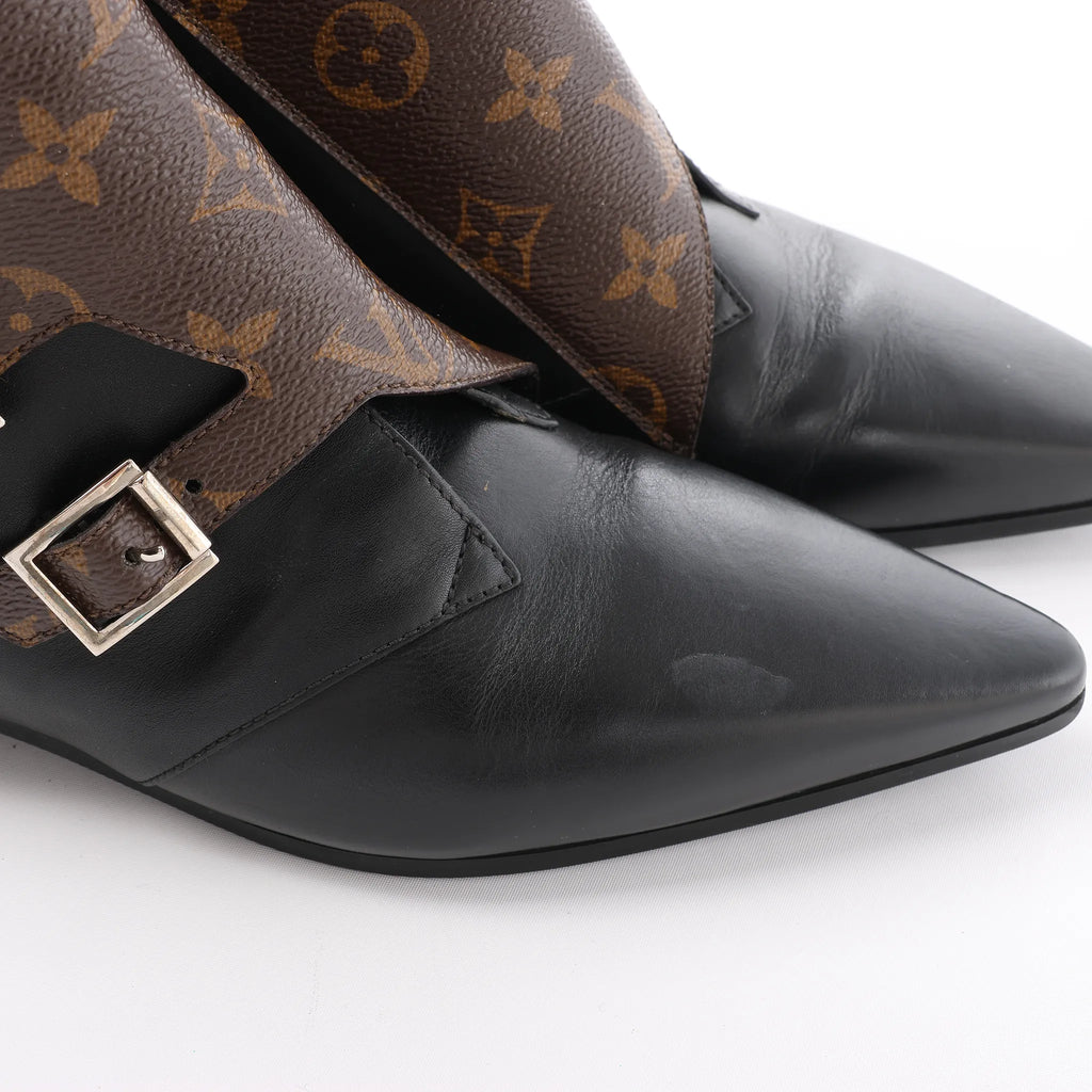 Louis Vuitton Jumble Line 19-year Monogram PVC & Leather Ankle Boots in Black × Brown MA0169, Size 39.5 EU