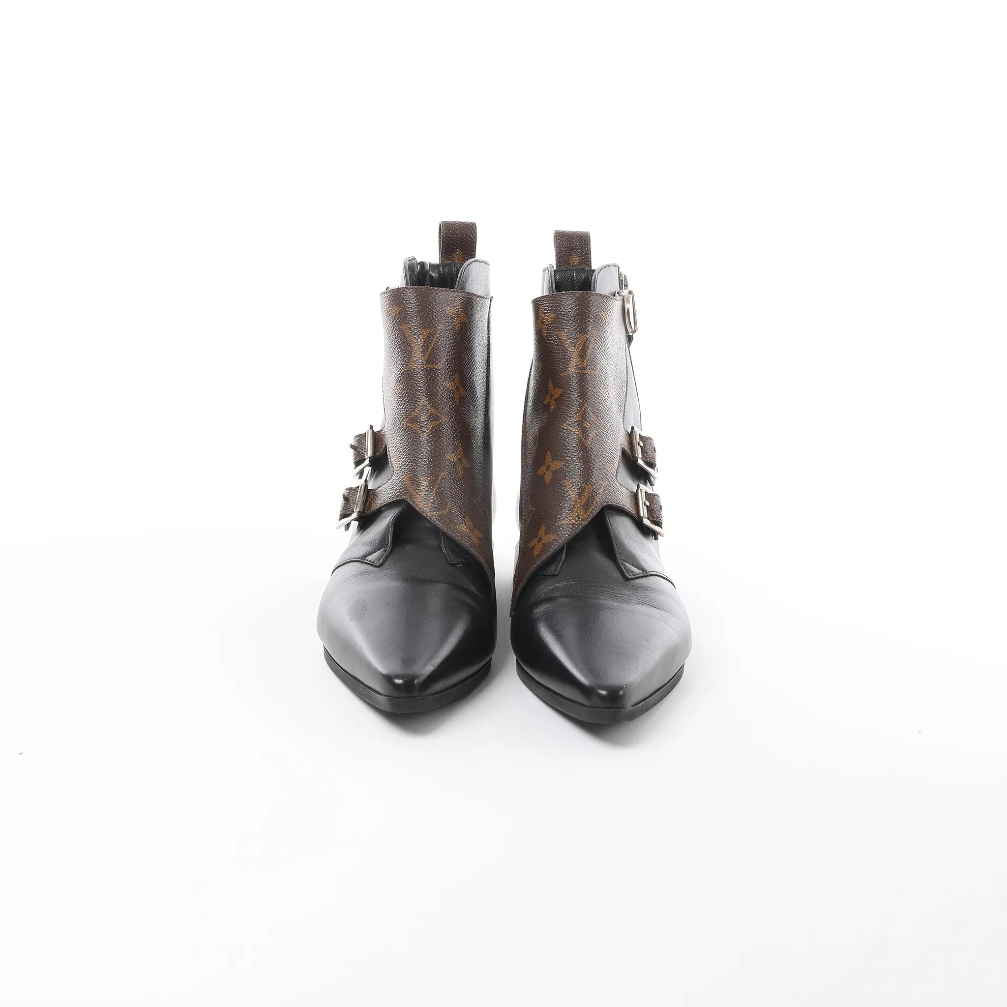Louis Vuitton Jumble Line 19-year Monogram PVC & Leather Ankle Boots in Black × Brown MA0169, Size 39.5 EU