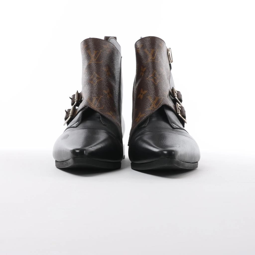 Louis Vuitton Jumble Line 19-year Monogram PVC & Leather Ankle Boots in Black × Brown MA0169, Size 39.5 EU