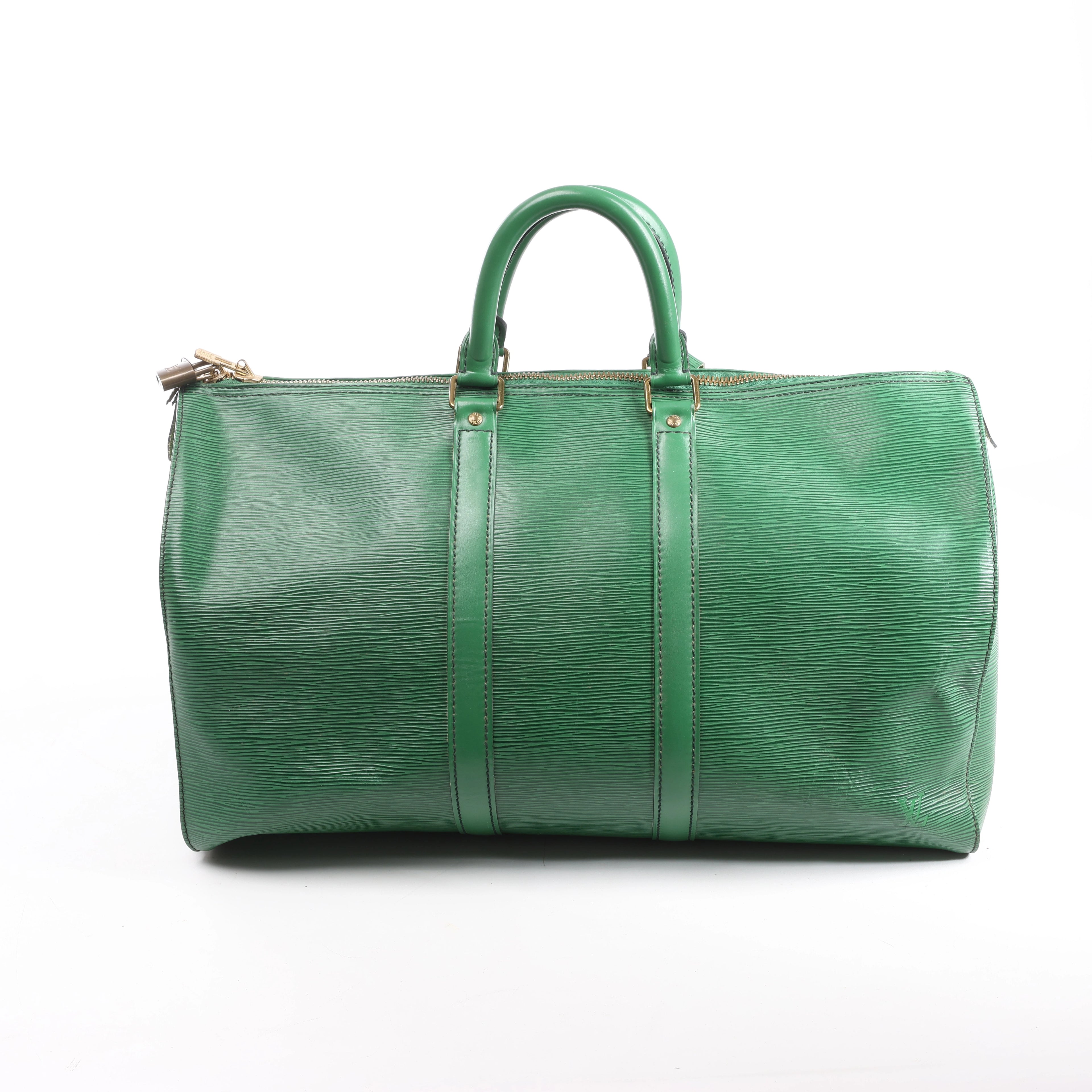 Bolso de viaje Louis Vuitton Keepall 45 de cuero Epi en color marrón