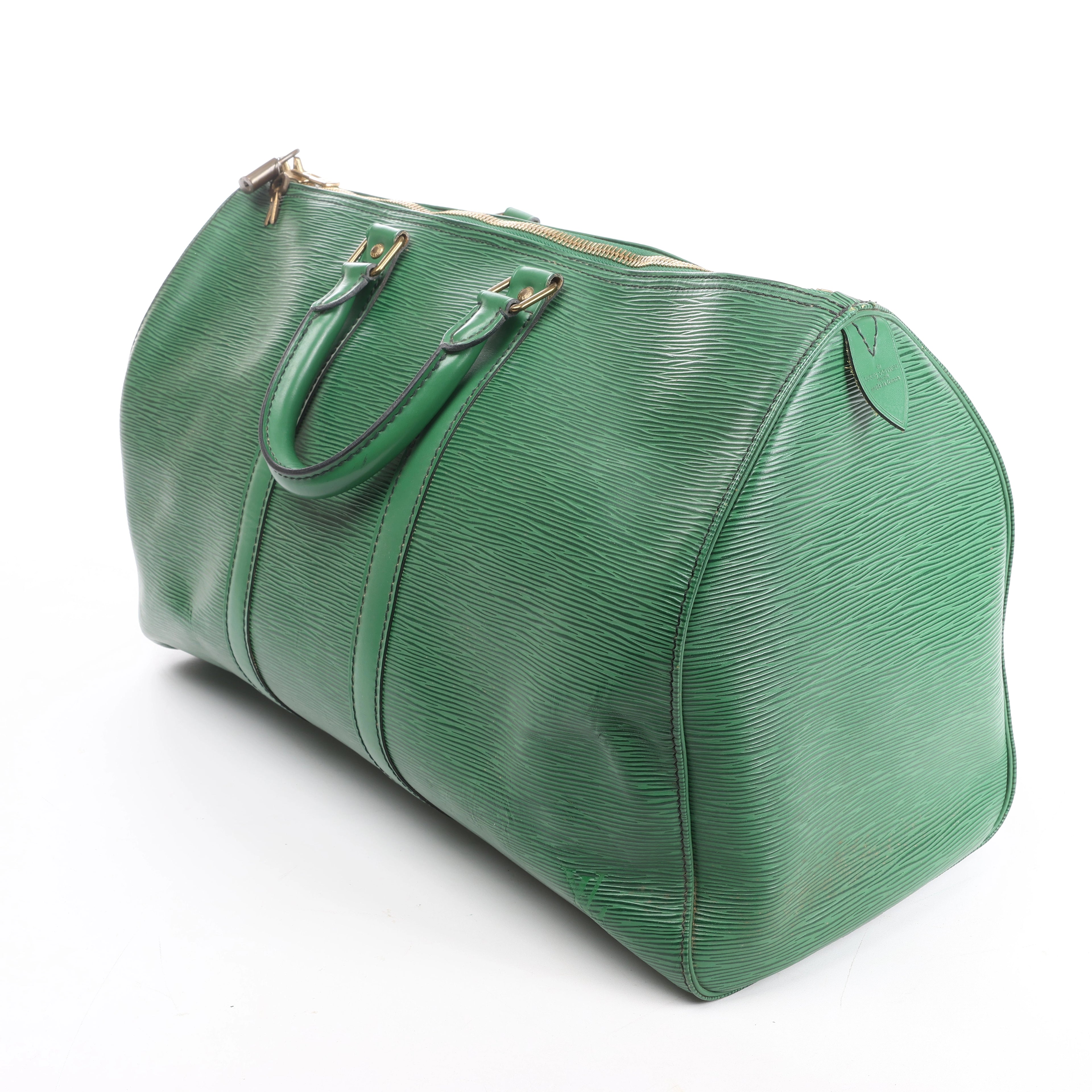 Bolso de viaje Louis Vuitton Keepall 45 de cuero Epi en color marrón