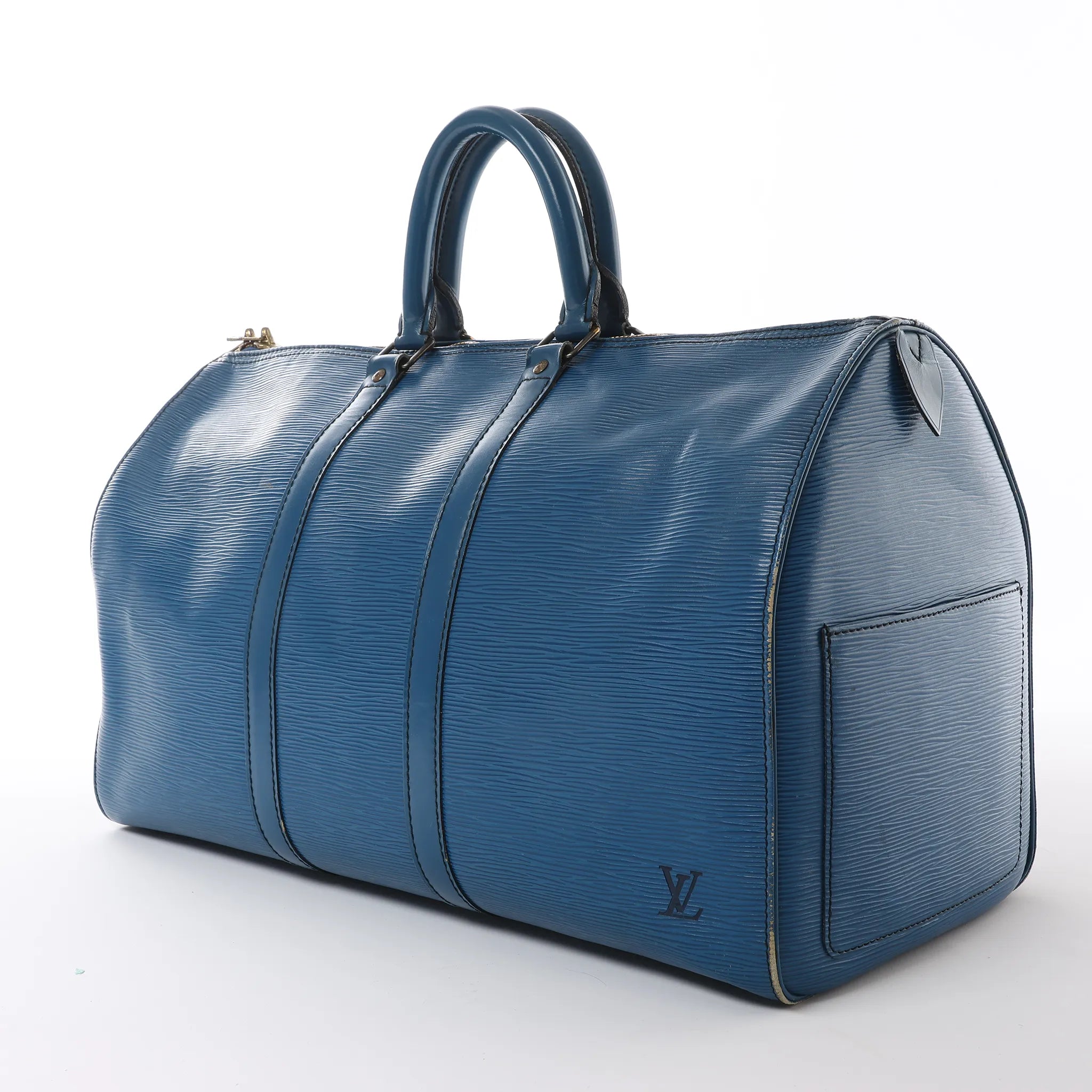 Louis Vuitton Keepall 45 Epi Leather Travel Bag in Blue M42975