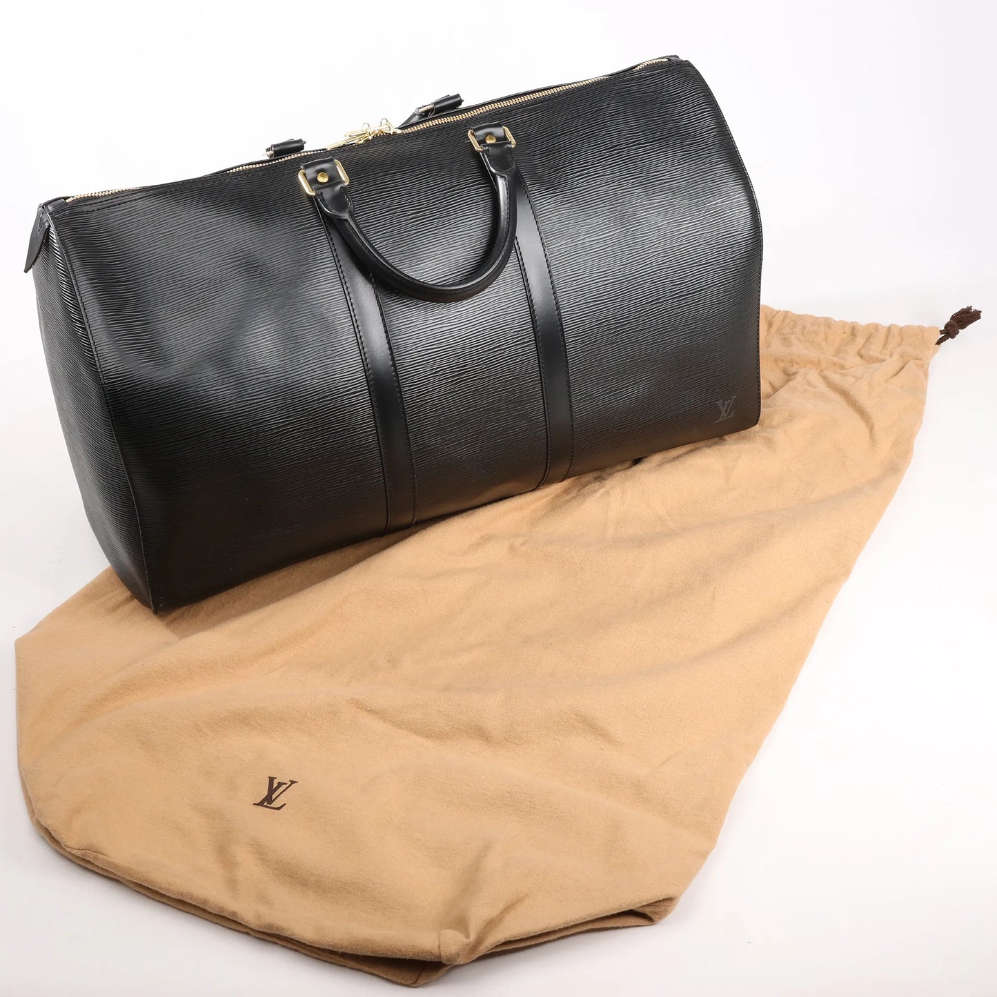 Louis Vuitton Epi Leather Keepall 50 Travel Bag in Black M42962