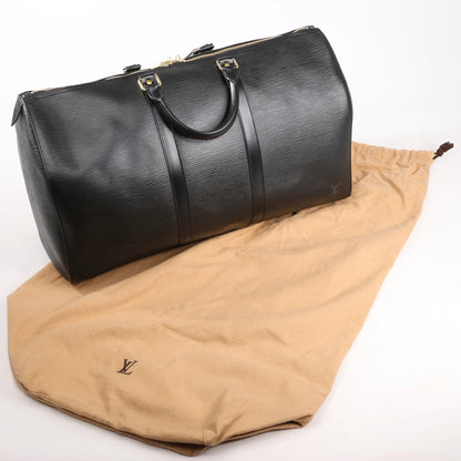 Louis Vuitton Epi Leather Keepall 50 Travel Bag in Black M42962