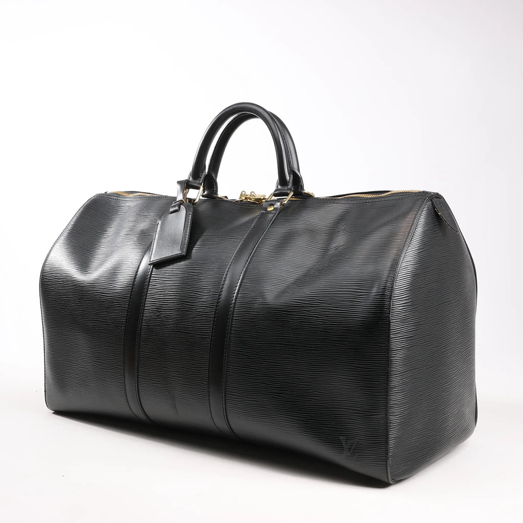 Louis Vuitton Epi Leather Keepall 50 Travel Bag in Black M42962