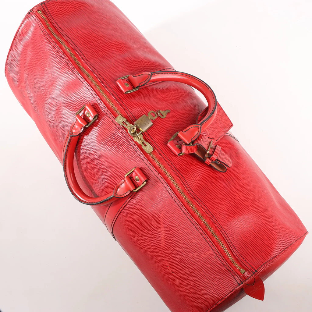 Louis Vuitton Keepall 55 Epi Leather Travel Bag in Red M42957