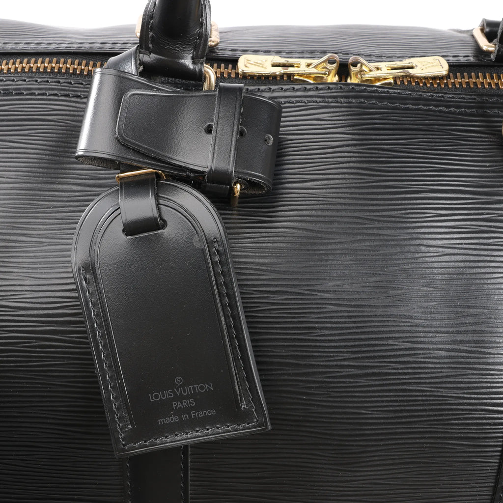 Louis Vuitton Epi Leather Keepall 55 Travel Bag in Black M59142