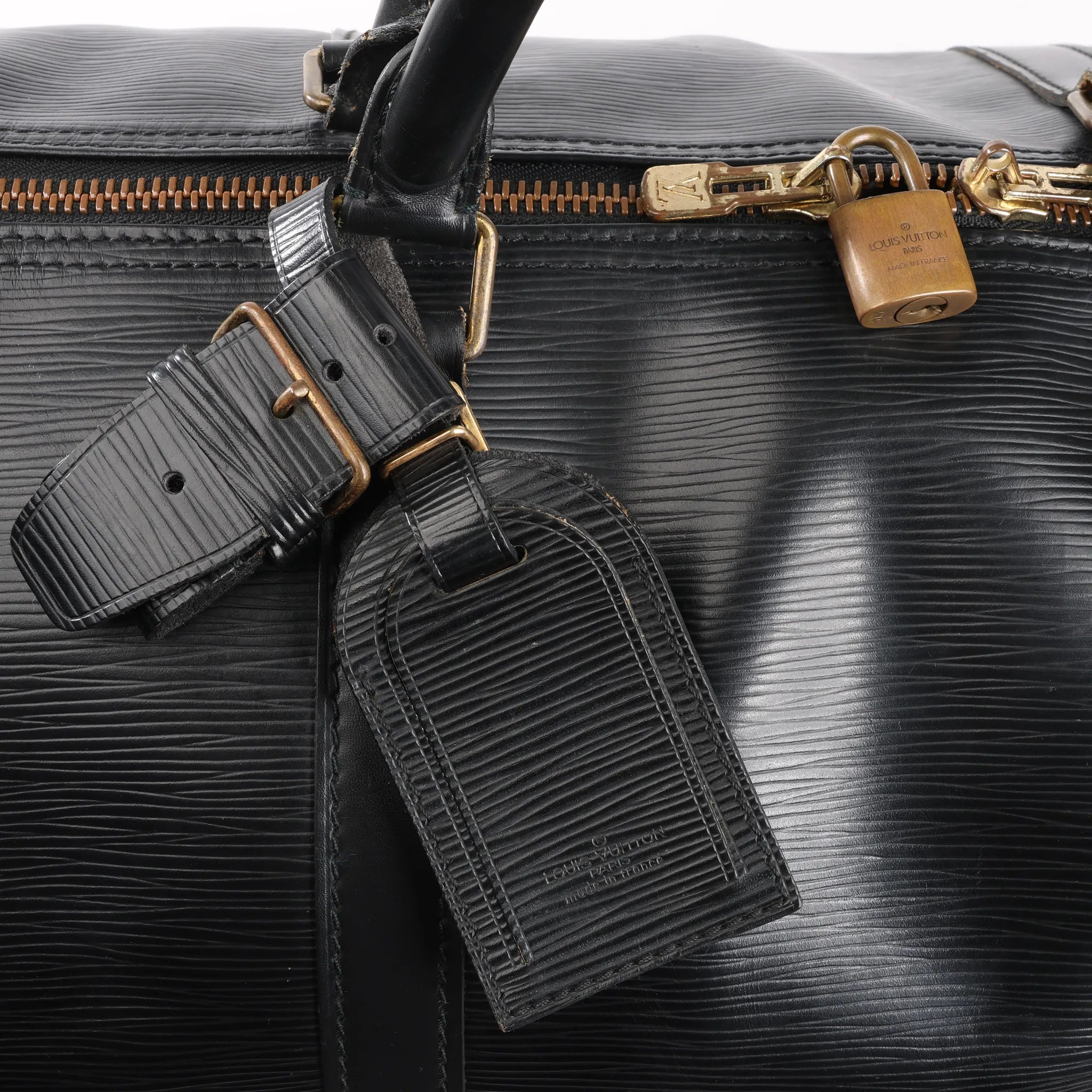 Louis Vuitton Epi Leather Keepall 60 Travel Bag in Black M42942