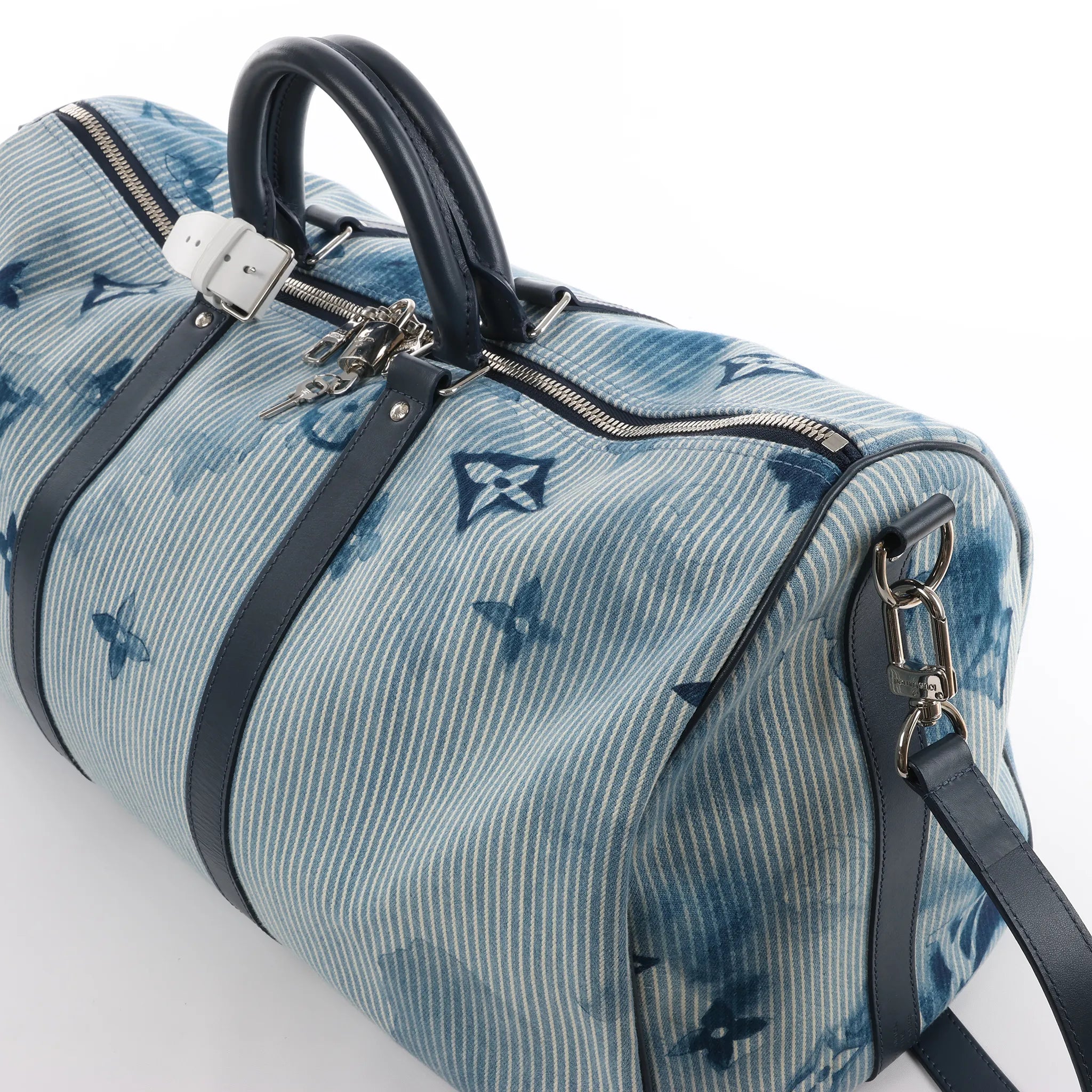 Louis Vuitton Keepall Bandoulière 50 Monogram Water Color Travel Bag in Blue x White M57946