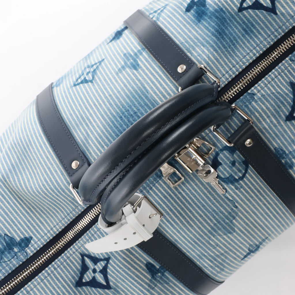 Louis Vuitton Keepall Bandoulière 50 Monogram Water Color Travel Bag in Blue x White M57946