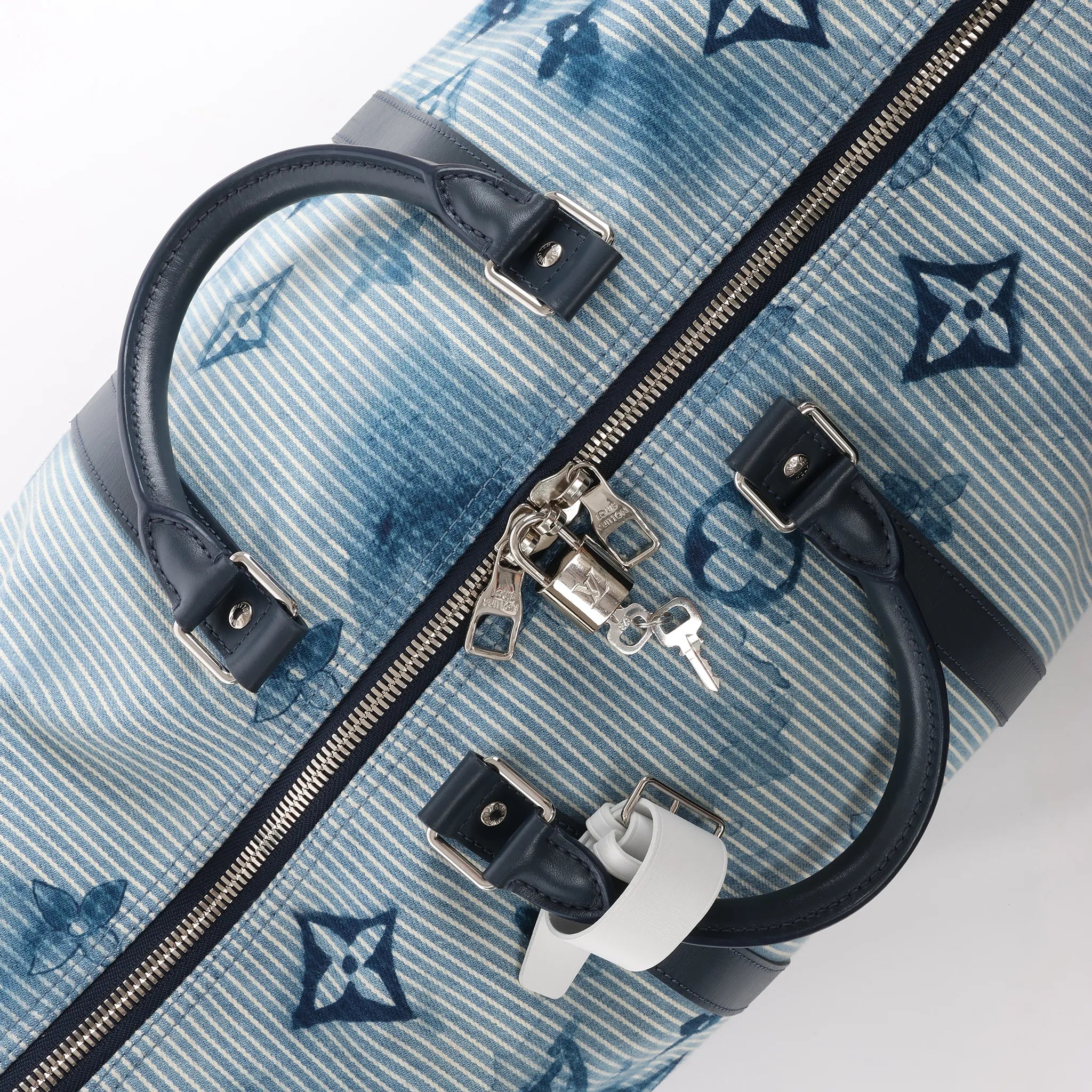 Louis Vuitton Keepall Bandoulière 50 Monogram Water Color Travel Bag in Blue x White M57946