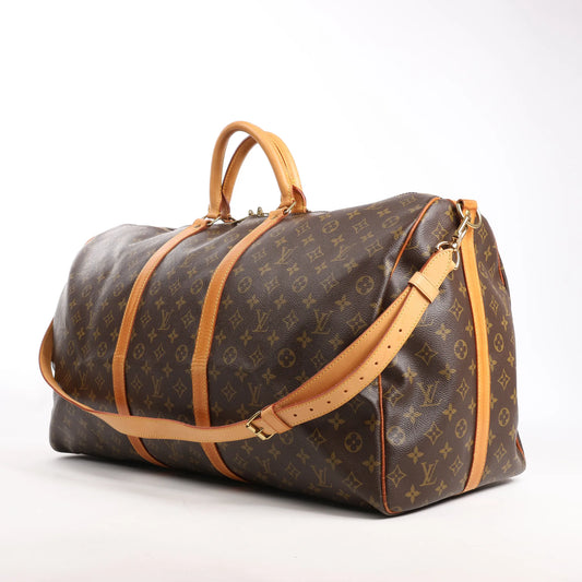 Louis Vuitton Keepall Bandoulière 60 Monogram Canvas Travel Bag in Brown