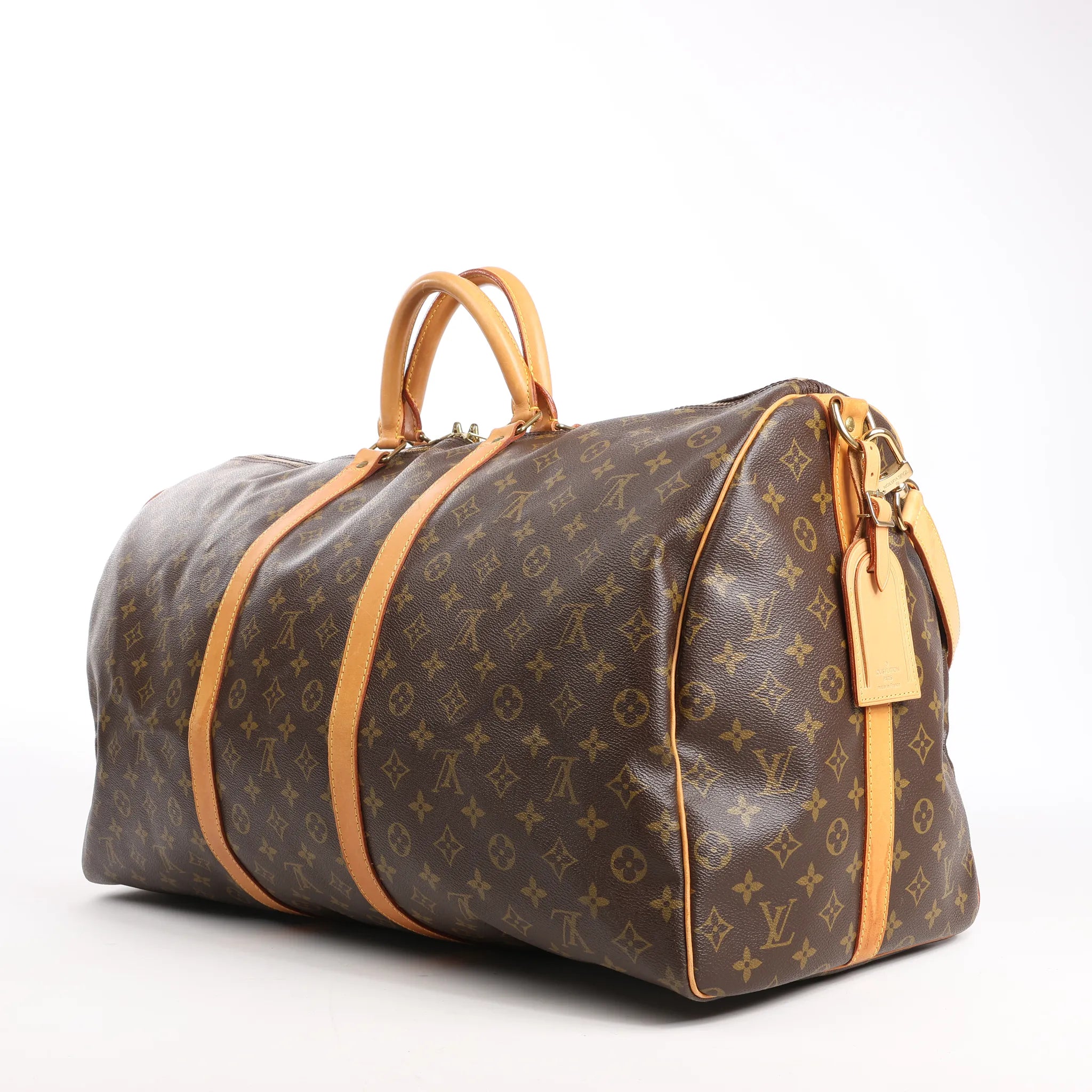 Louis Vuitton Keepall Bandoulière 60 Monogram Canvas Travel Bag in Brown