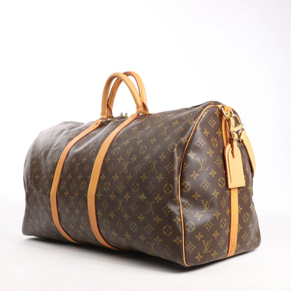 Sac de voyage Louis Vuitton Keepall Bandoulière 60 en toile Monogram marron