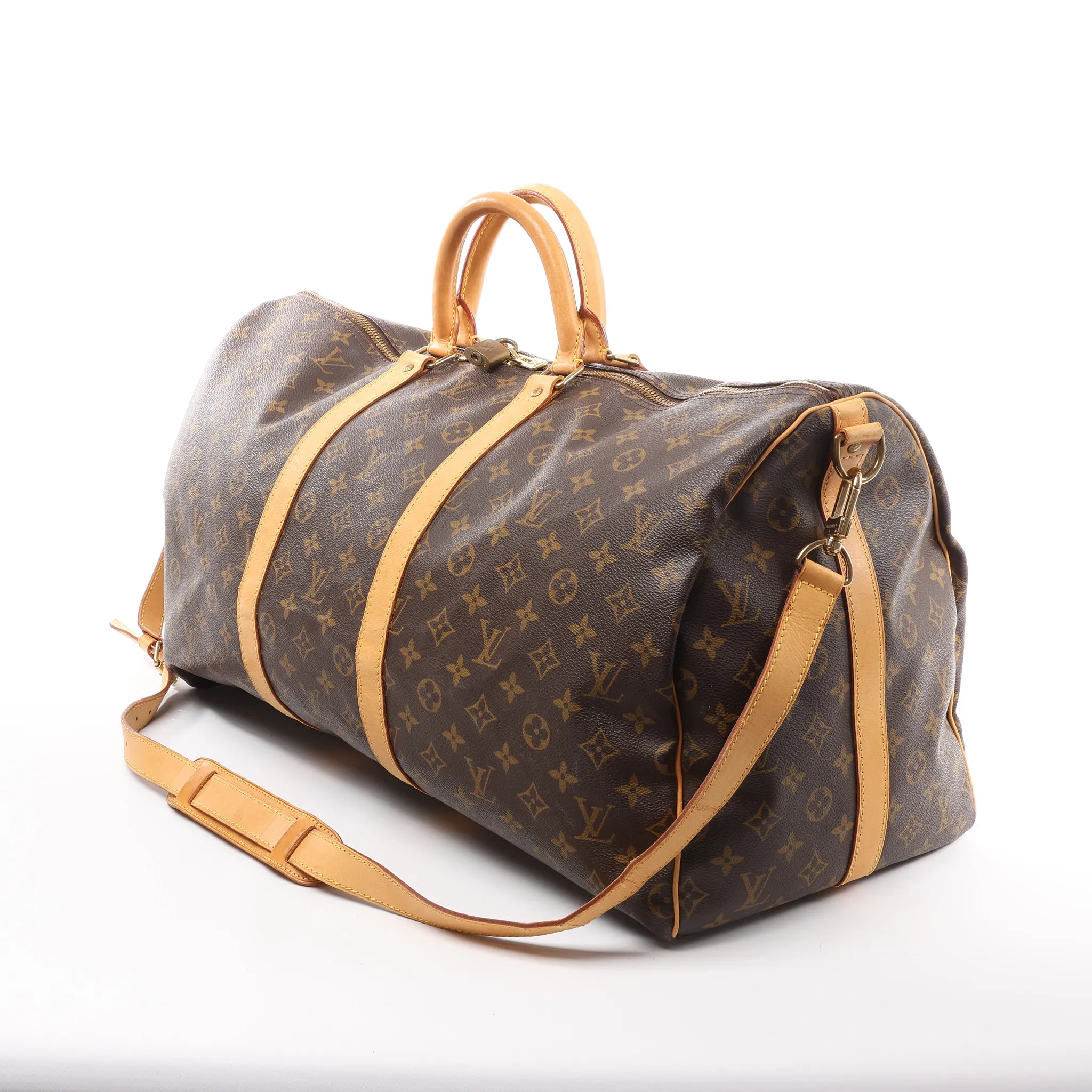 Louis Vuitton Keepall Bandoulière 55 Monogram Canvas Travel Bag in Brown M41414