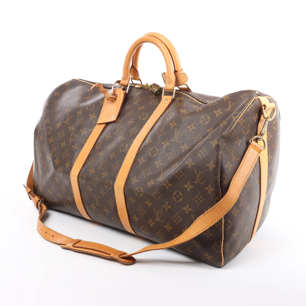 Louis Vuitton Keepall Bandoulière 55 Monogram Travel Bag in Brown M41414
