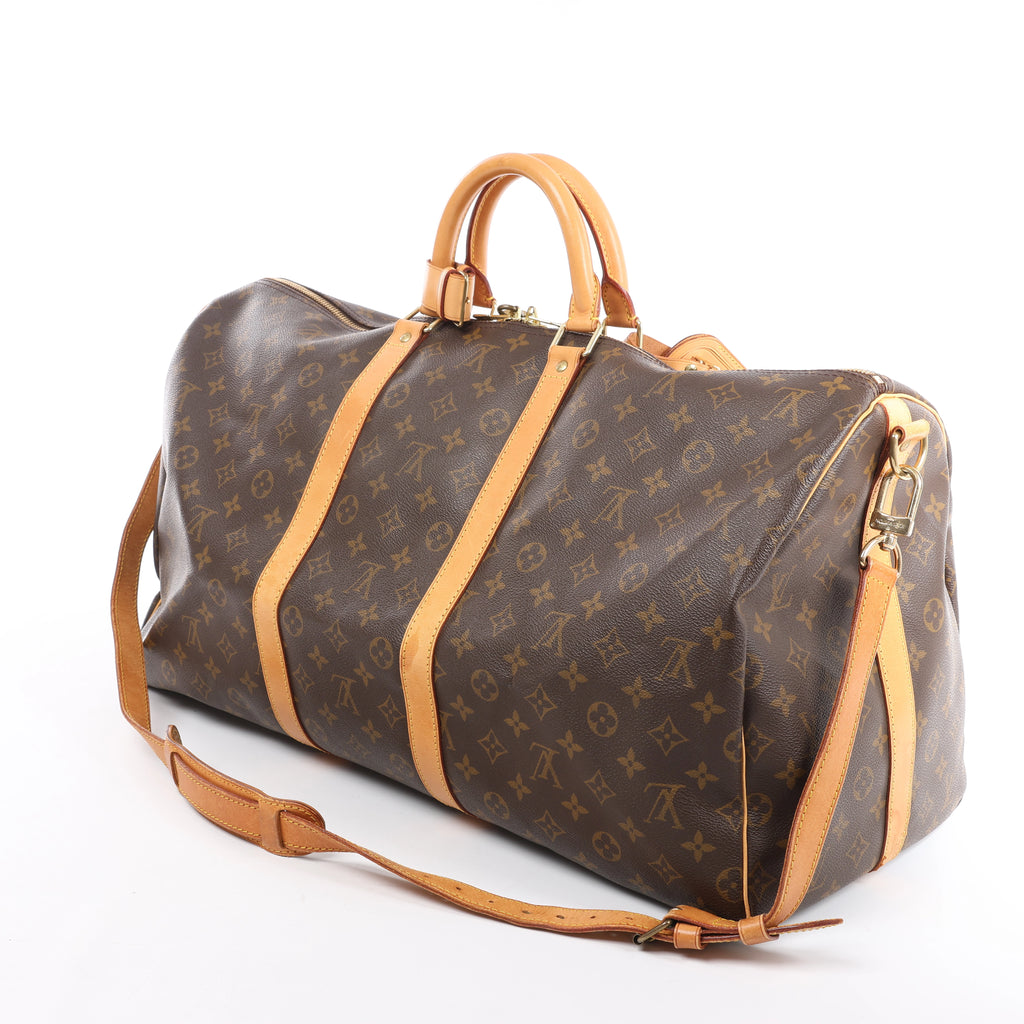 Louis Vuitton Keepall Bandoulière 55 Monogram Travel Bag in Brown M41414