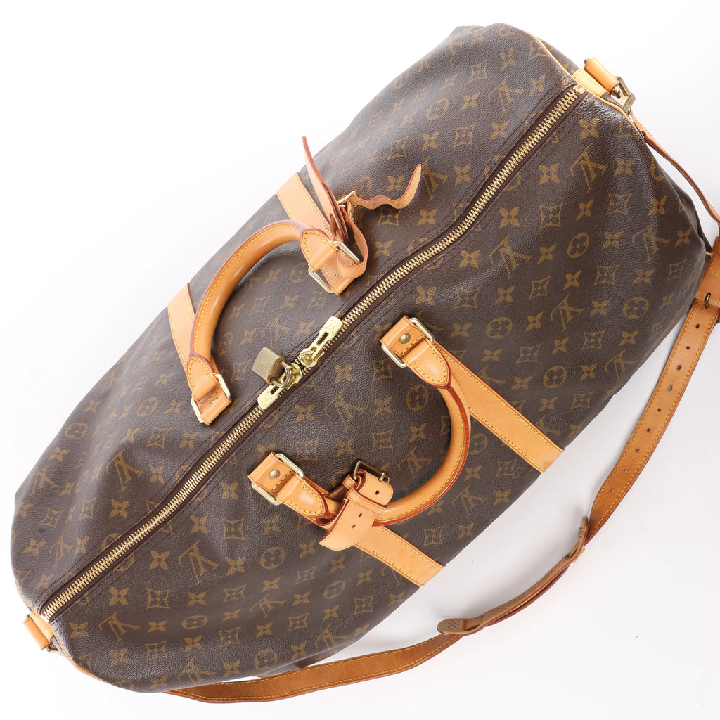 Louis Vuitton Keepall Bandoulière 55 Monogram Travel Bag in Brown M41414